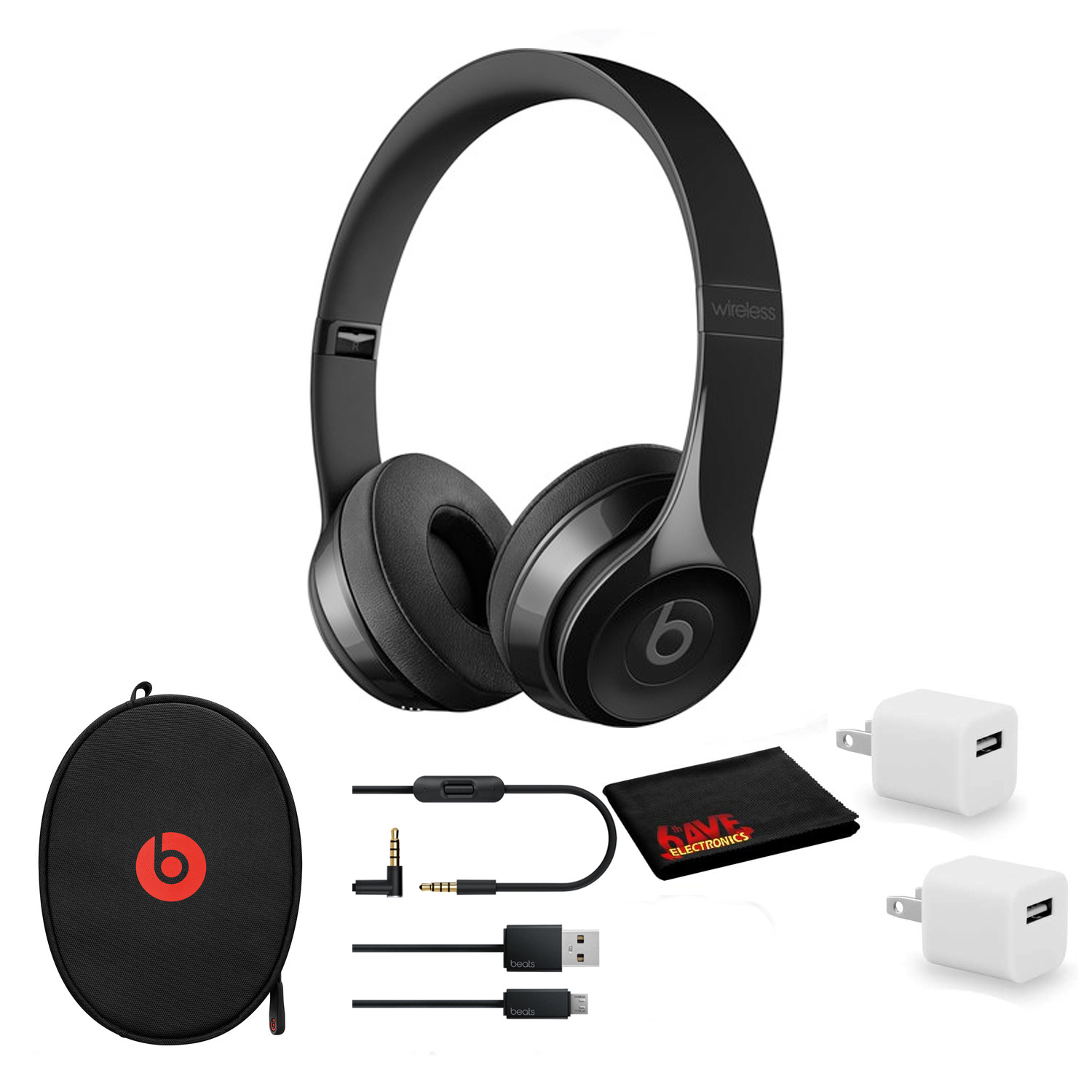 Beats Solo3 Wireless Headphones (gloss Black) - Kit With Usb Adapter 