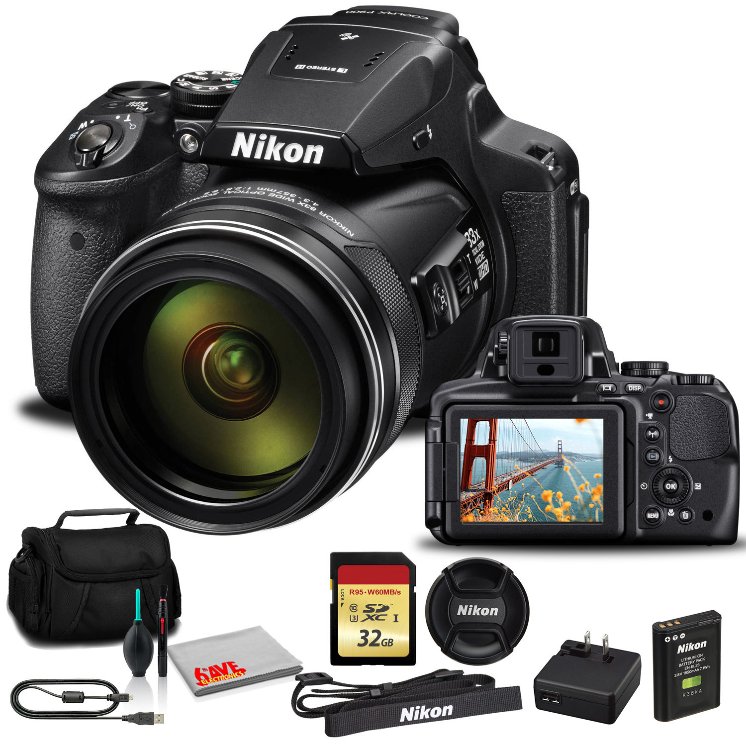 jaloezie plug Af en toe Nikon COOLPIX P900 K1 16MP Digital Camera - Black (Bundle Kit) for sale  online | eBay