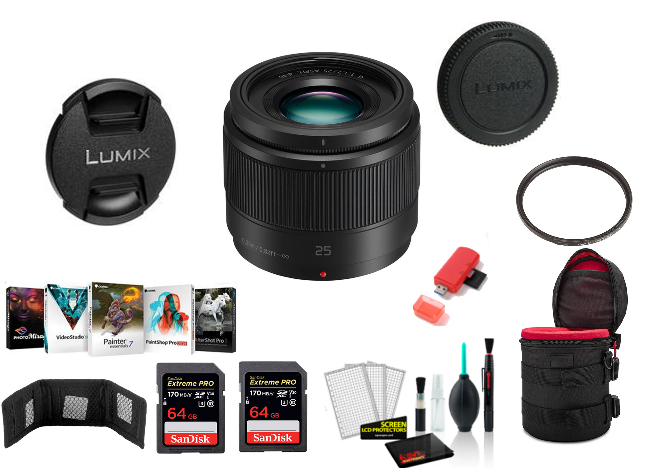 Panasonic Lumix G 25mm f/1.7 ASPH. Lens with 2x 64 Memory Cards Panasonic Lumix G 25mm f/1.7 ASPH. Lens with 2x 64 Memory Cards
