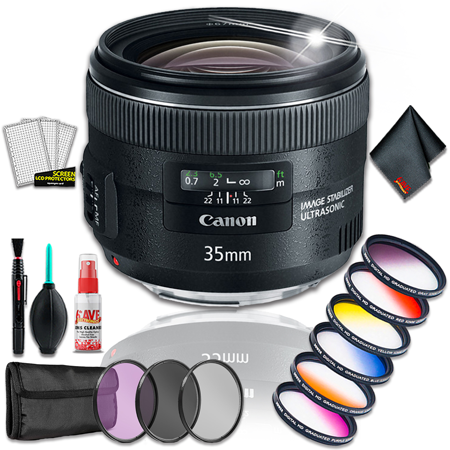 Canon EF 35mm f/2 IS USM Lens (Intl Model) +Premium Lens Filter