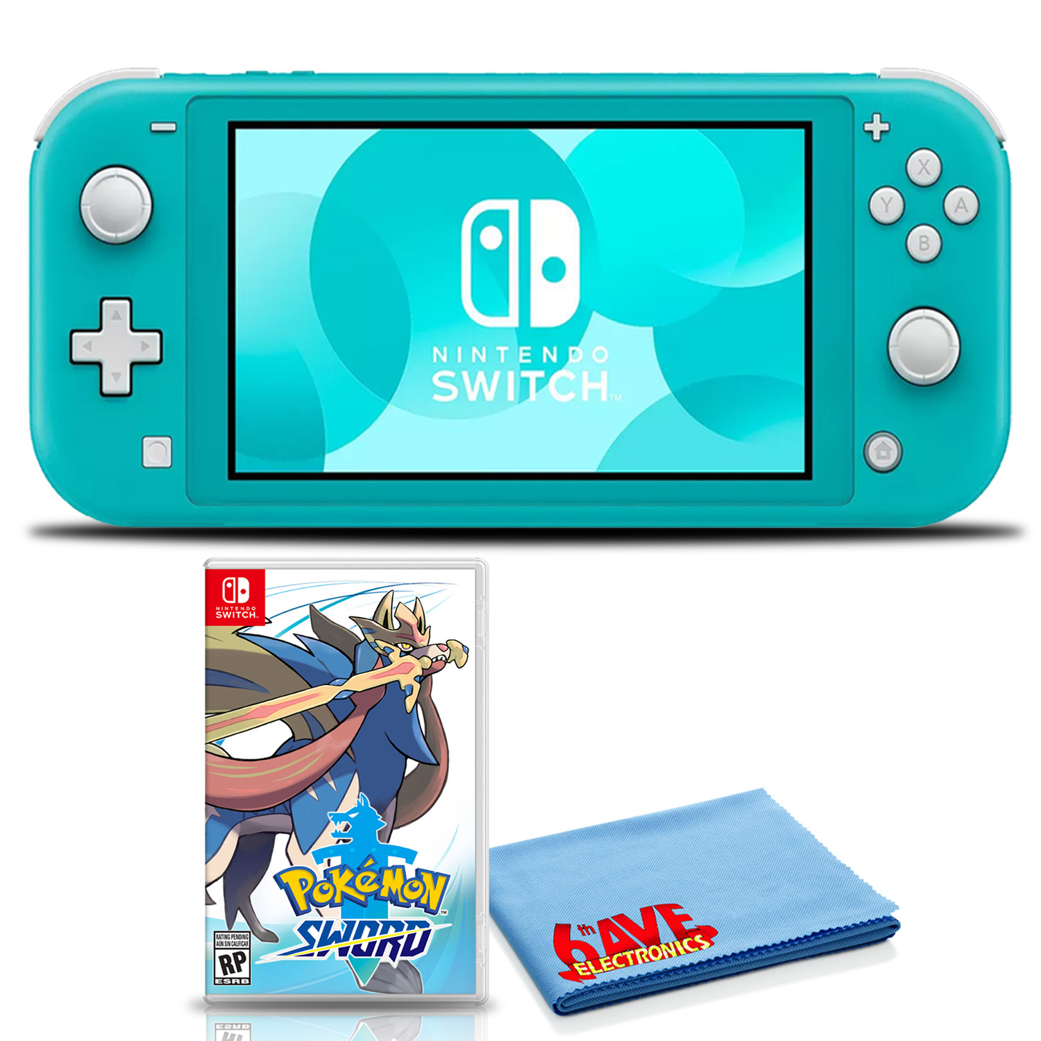 Nintendo Switch Lite Turquoise Bundle With Pokemon Sword And 6ave Fiber Cloth Ebay