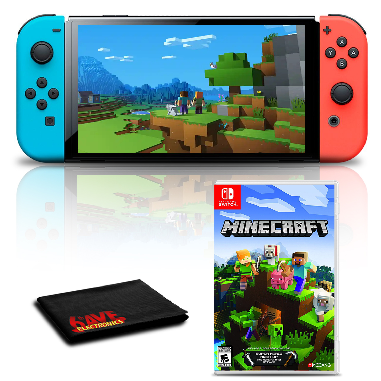 Nintendo Switch OLED Neon Blue/Red with Minecraft Game 94148452920