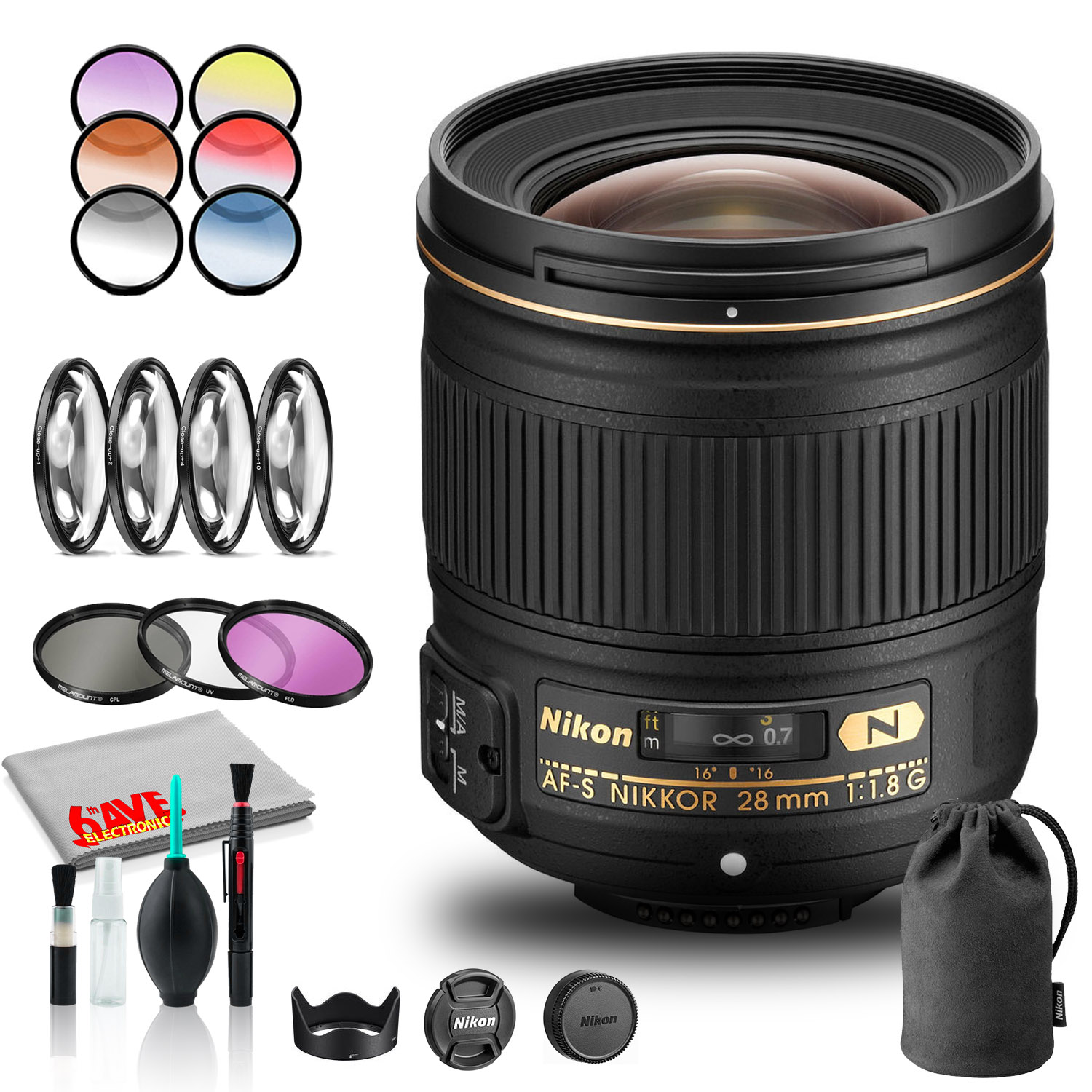 Nikon AF-S NIKKOR 28mm f/1.8G Lens with Lens Case and Filter Kits