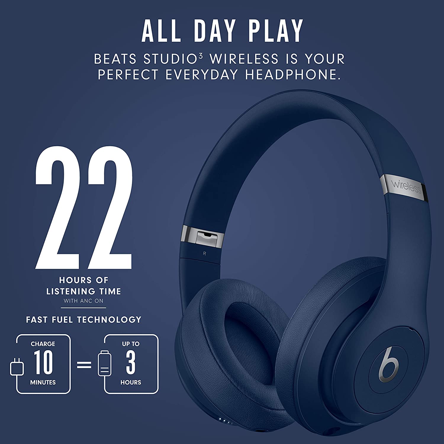 Beats Studio3 Wireless Headphones 22hr Battery Microphone Asst Colors