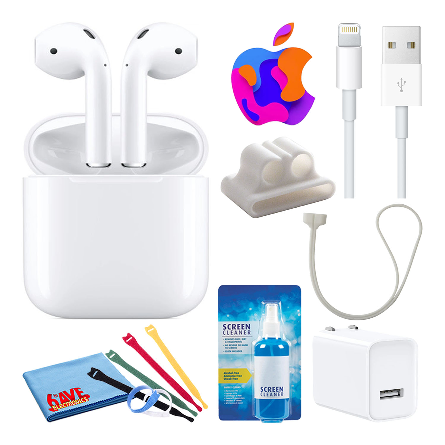 Apple AirPods with Wireless Charging (2nd Gen) with Cable Ties +