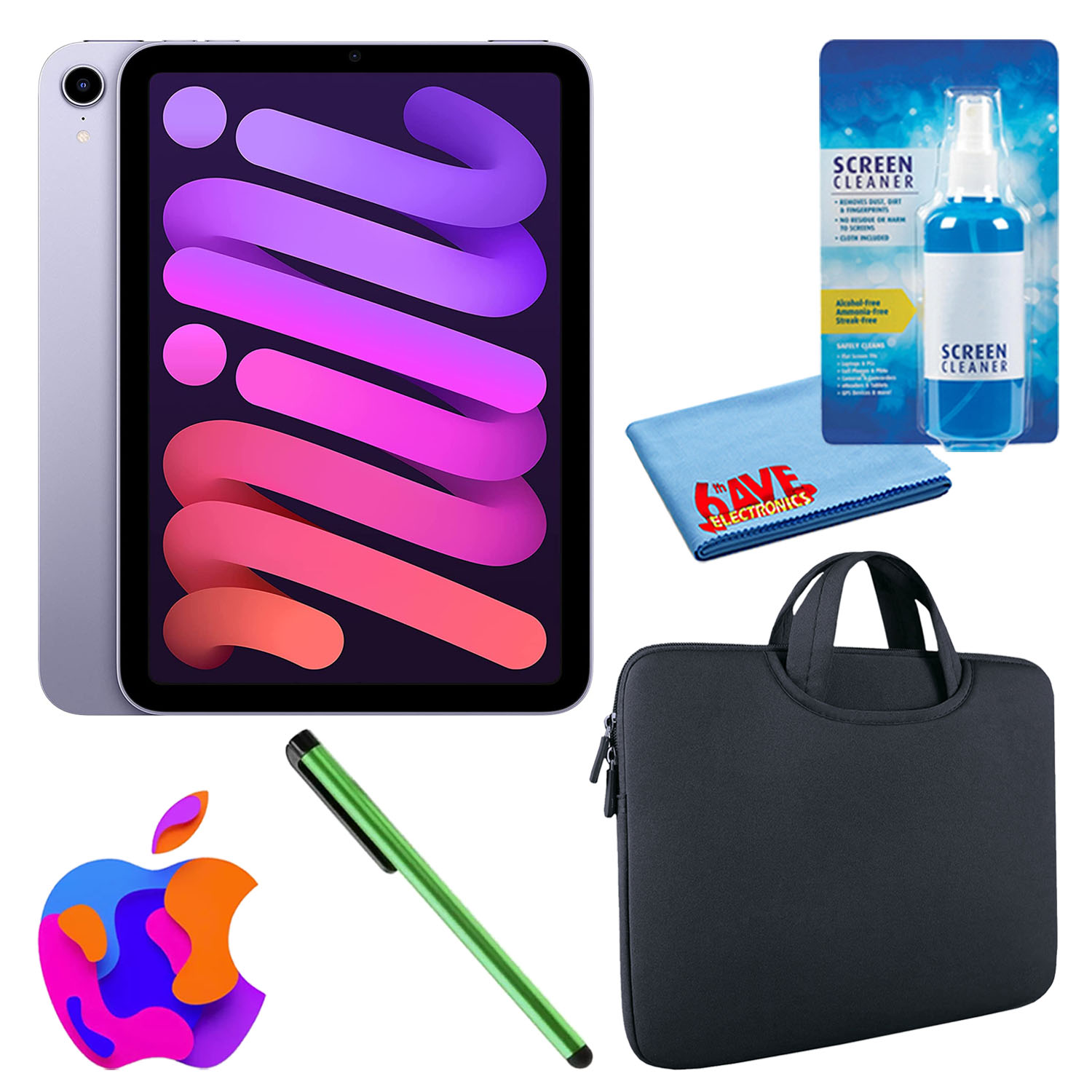 Apple iPad Mini 6 (256GB, Wi-Fi, Purple) Bundle with Zipper Sleeve - Picture 10 of 21