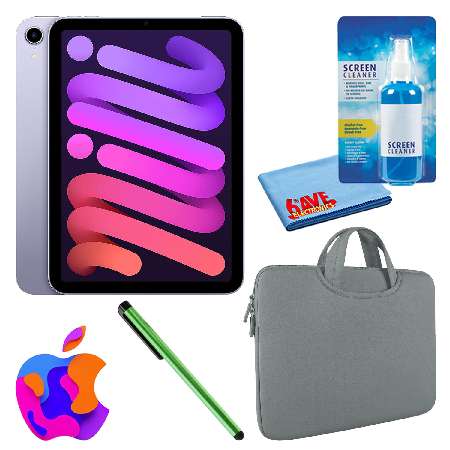 Apple iPad Mini 6 (256GB, Wi-Fi, Purple) Bundle with Zipper Sleeve - Picture 12 of 21