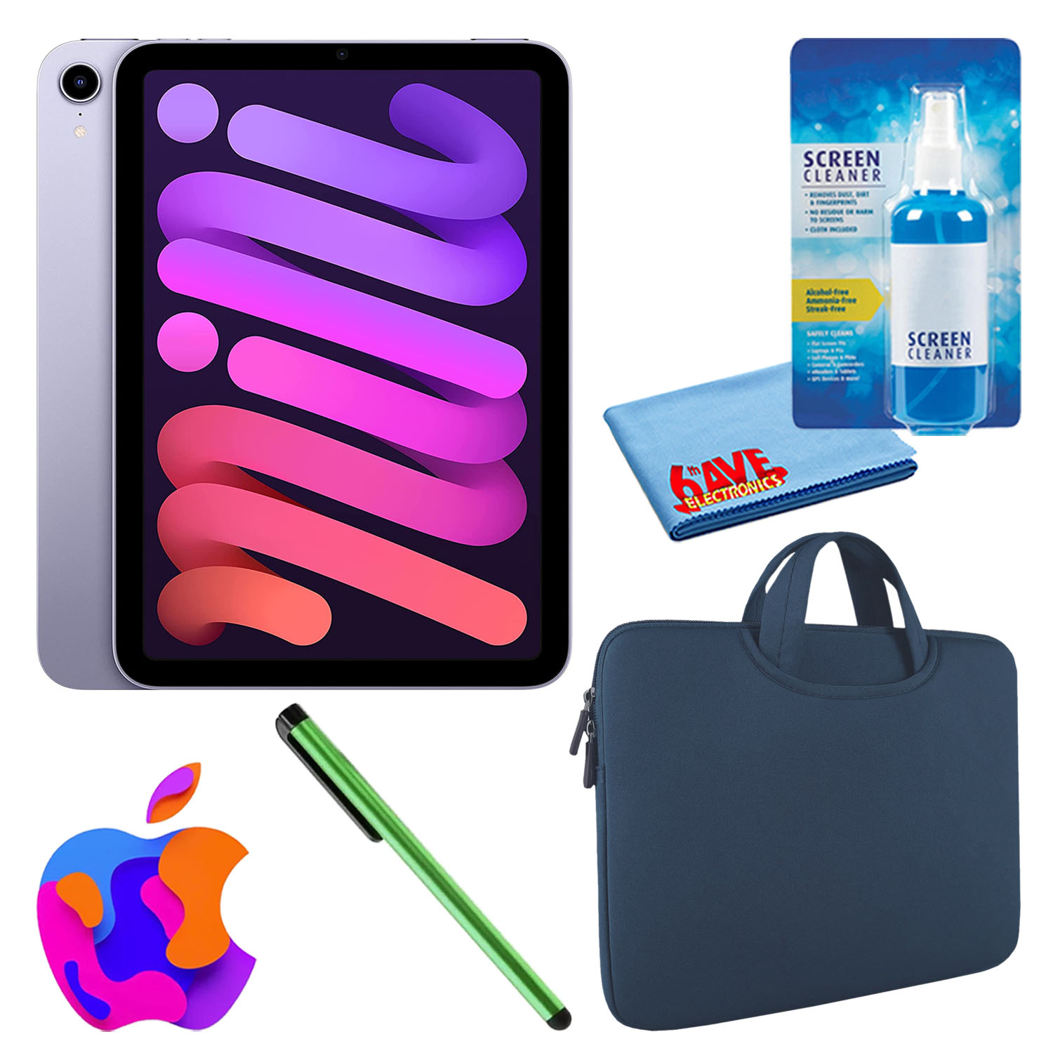 Apple iPad Mini 6 (256GB, Wi-Fi, Purple) Bundle with Zipper Sleeve - Picture 16 of 21