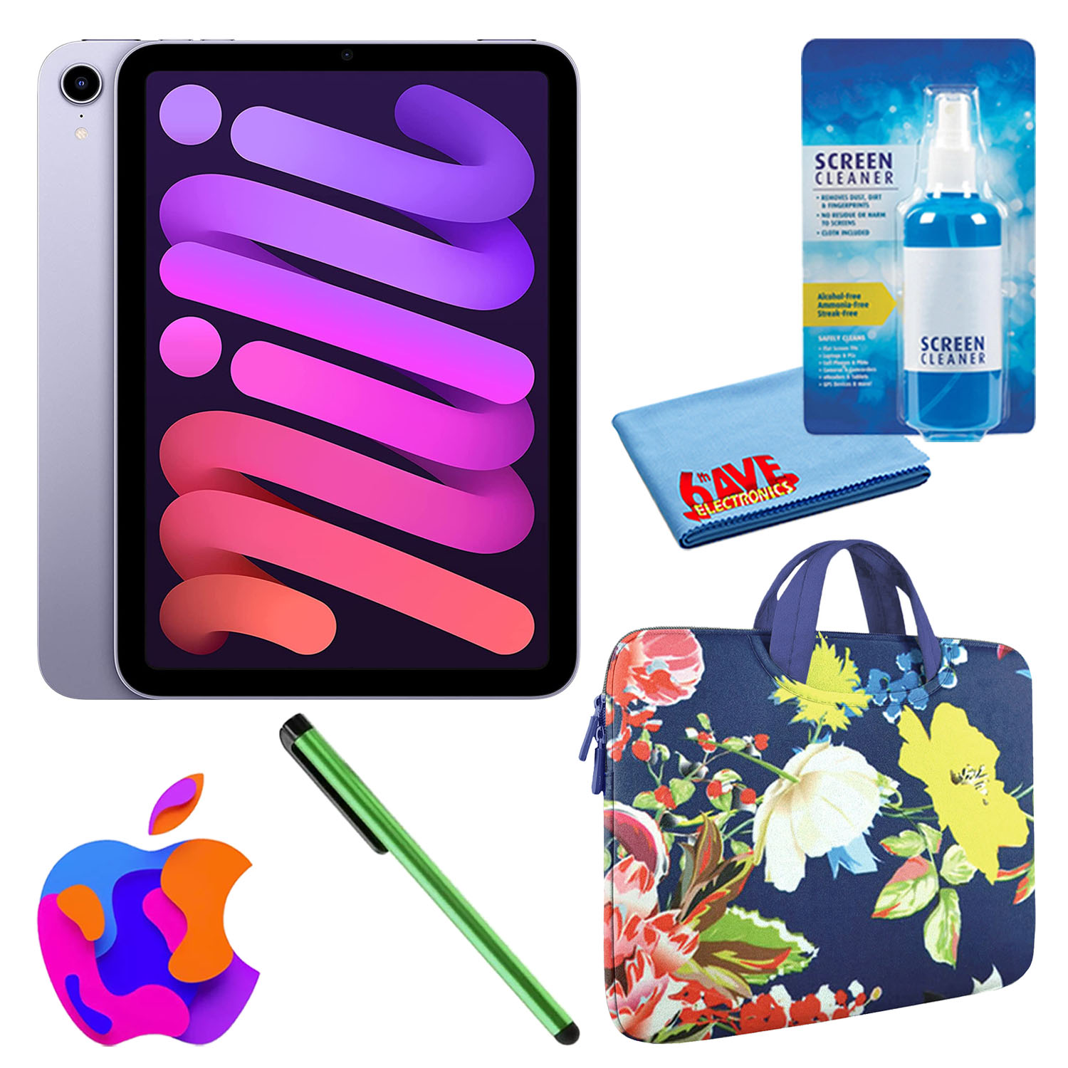Apple iPad Mini 6 (256GB, Wi-Fi, Purple) Bundle with Zipper Sleeve - Picture 21 of 21
