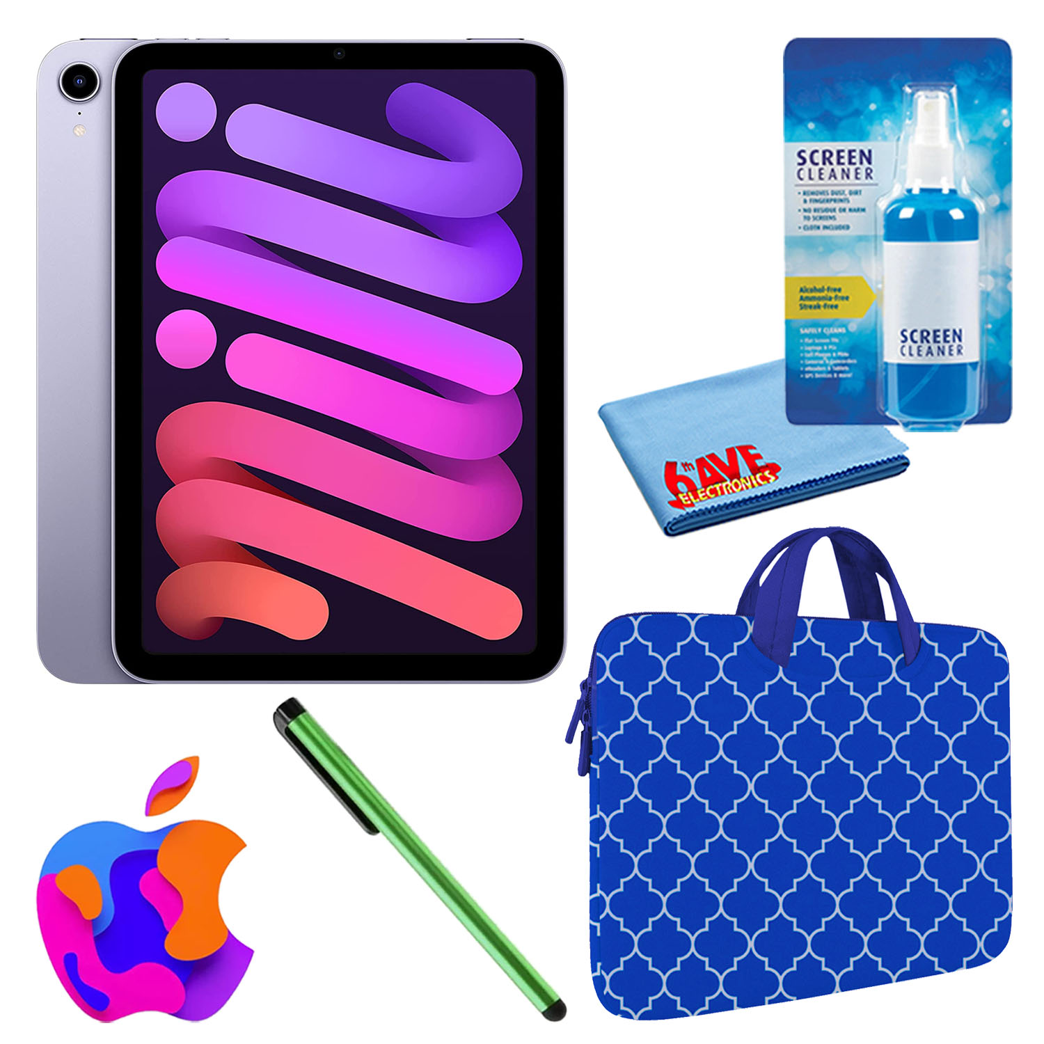 Apple iPad Mini 6 (64GB, Wi-Fi, Purple) Bundle with Blue Apple iPad Mini 6 (64GB, Wi-Fi, Purple) Bundle with Blue