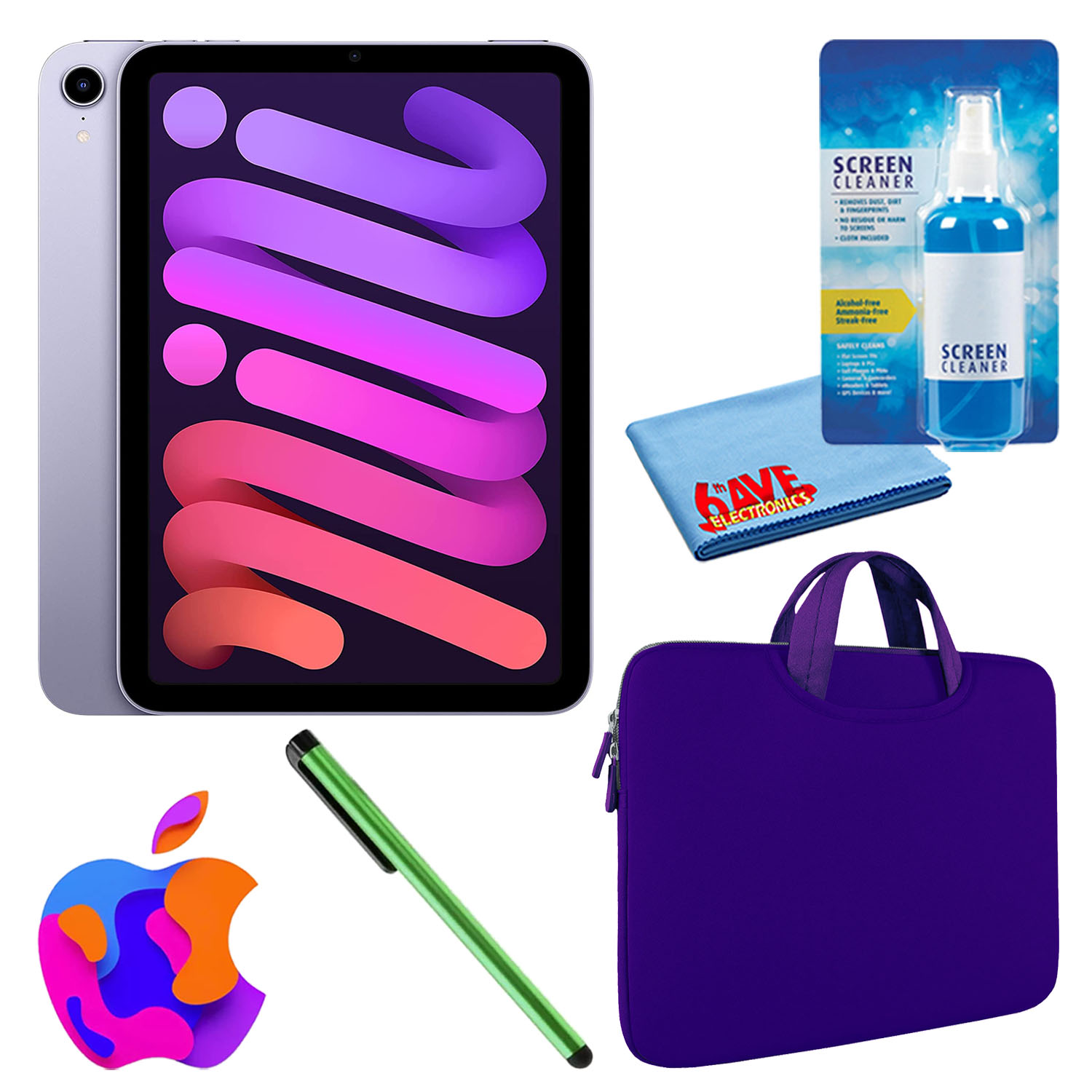 Apple iPad Mini 6 (256GB, Wi-Fi, Purple) Bundle with Zipper Sleeve - Picture 18 of 21