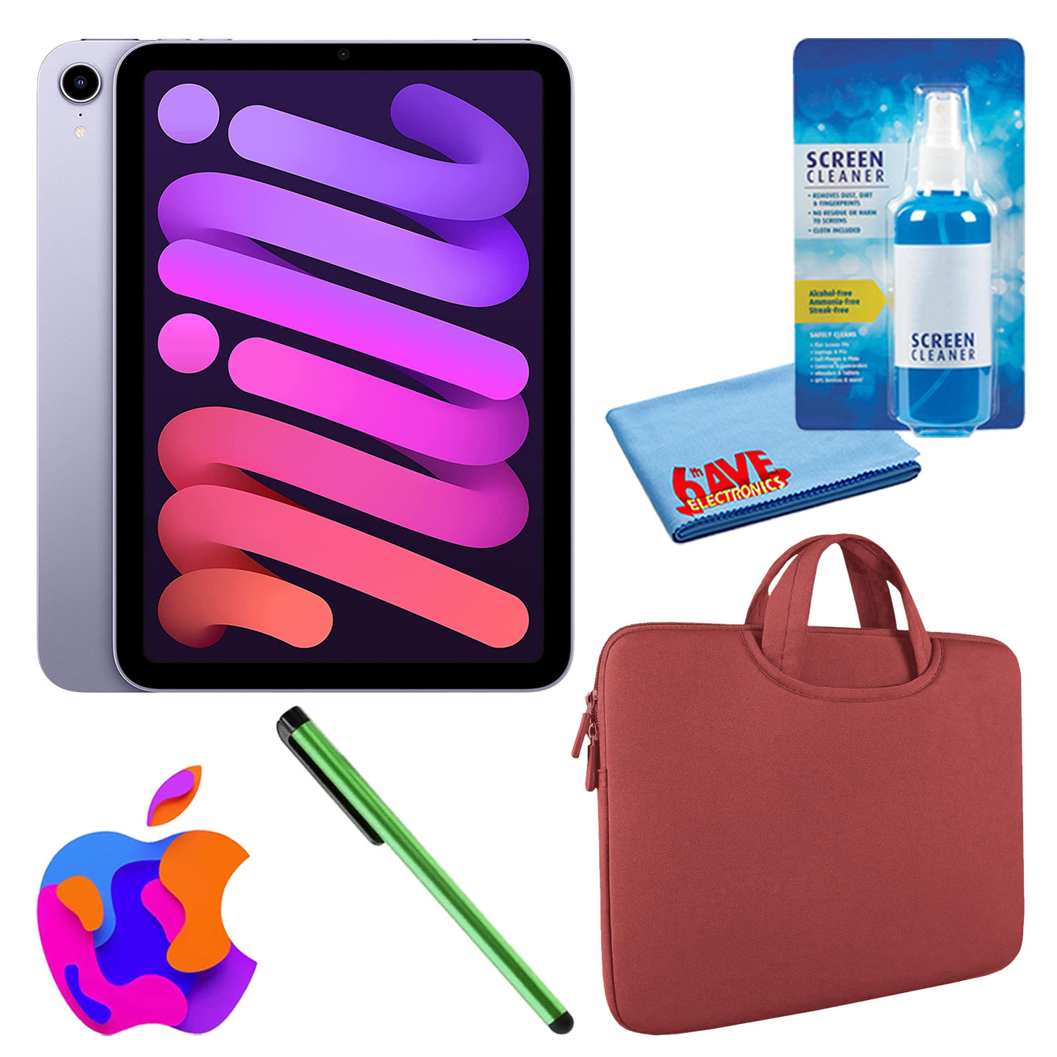 Apple iPad Mini 6 (256GB, Wi-Fi, Purple) Bundle with Zipper Sleeve - Picture 19 of 21