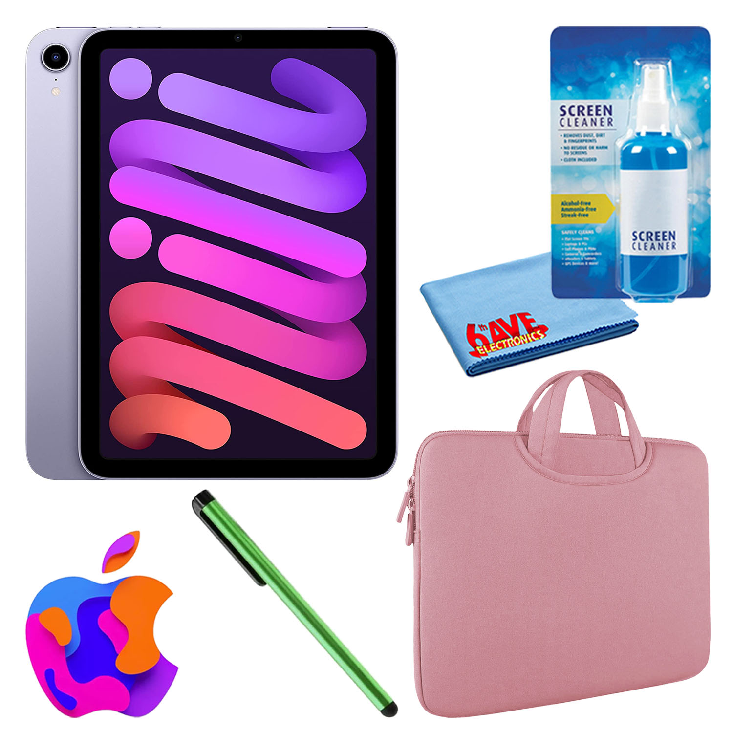 Apple iPad Mini 6 (256GB, Wi-Fi, Purple) Bundle with Zipper Sleeve - Picture 17 of 21