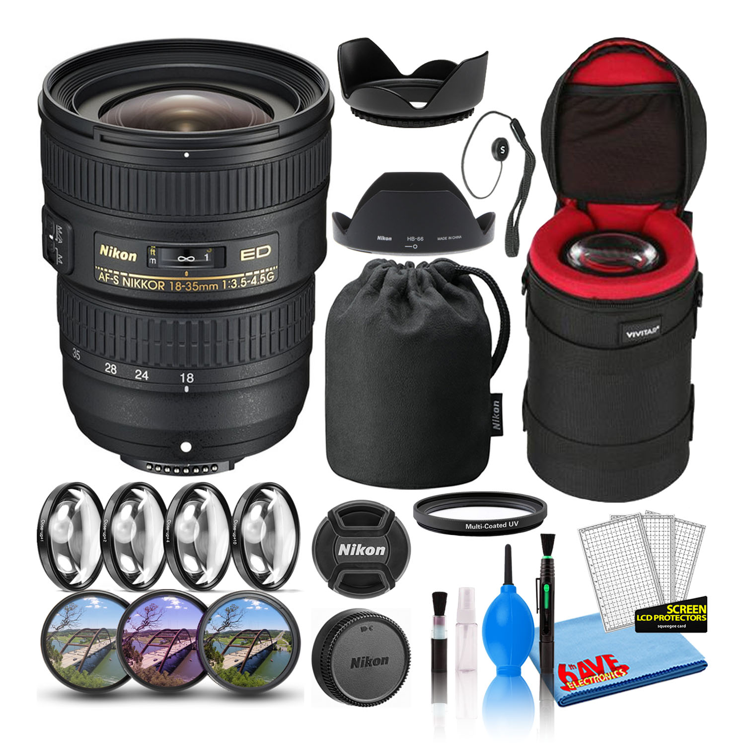 Nikon AF-S NIKKOR 18-35mm f/3.5-4.5G ED Lens with Filter Kit