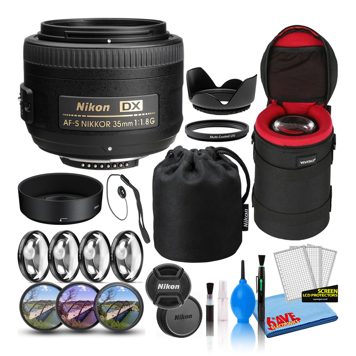 Nikon AF-S DX NIKKOR 35mm f/1.8G Lens with Filter Kit and Lens