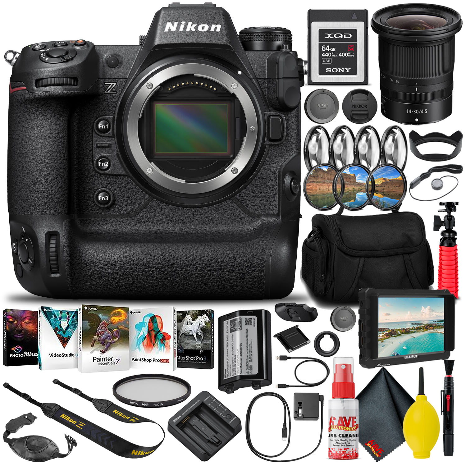 Беззеркальный фотоаппарат Nikon Z9 (1669) с объективом 14-30 мм + карта памяти XQD емкостью 64 ГБ (МЕЖДУНАРОДНАЯ)