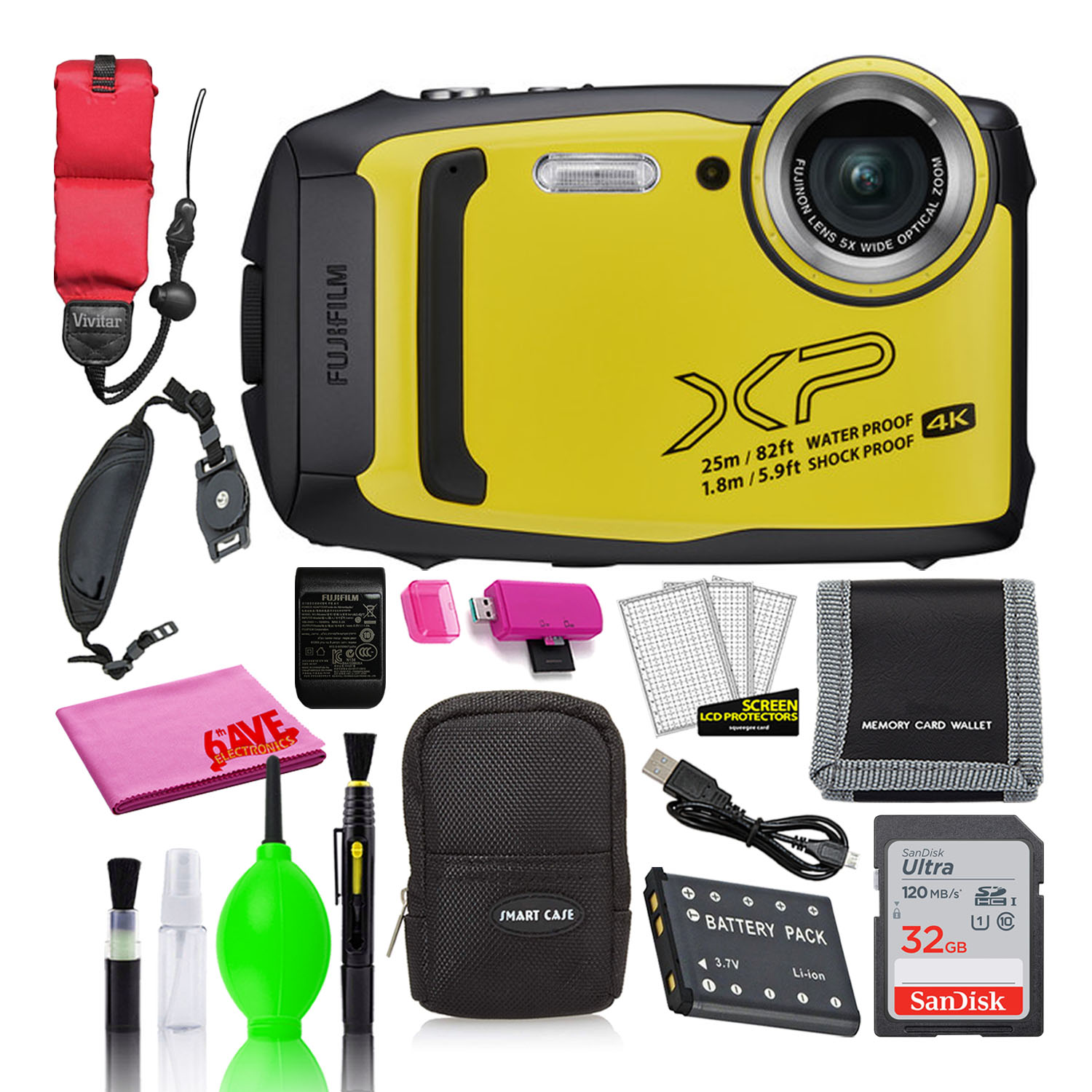 Fujifilm FinePix XP140 Waterproof Digital Camera Bundle with 32GB SD Card