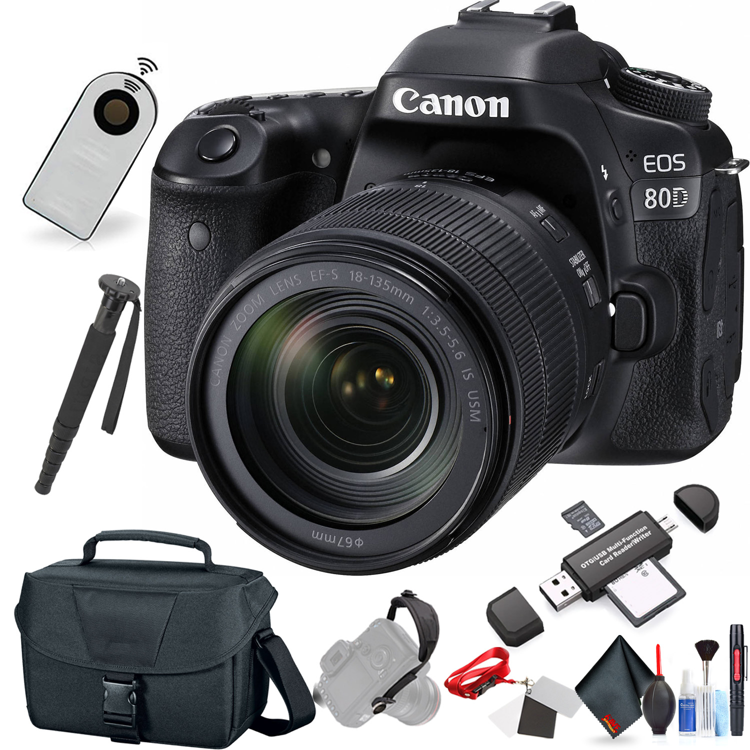 Canon EOS 80D DSLR Camera +18-135mm Lens (Intl Model) +Extra
