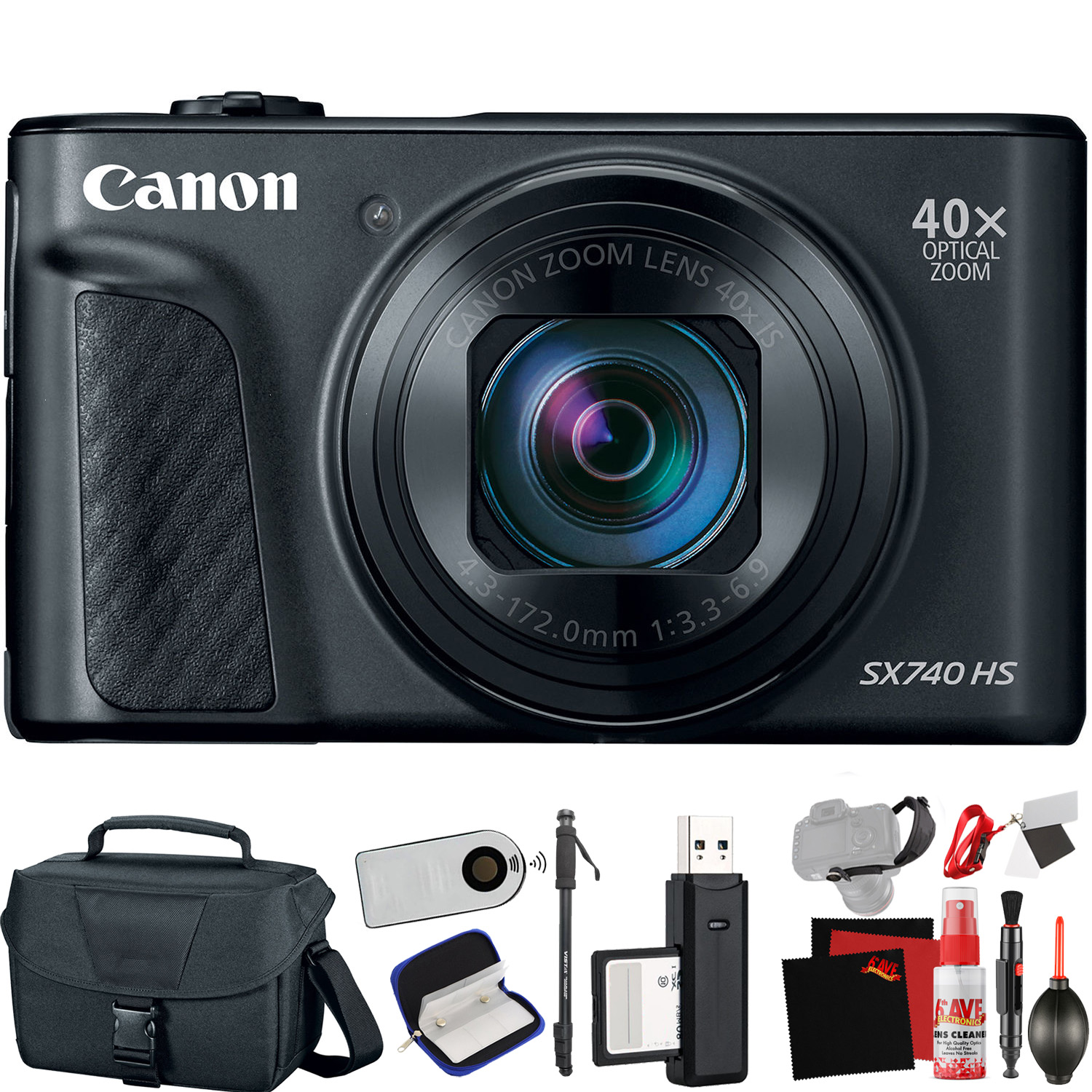 Canon PowerShot SX740 HS Digital Camera (Black) (Intl Model) +