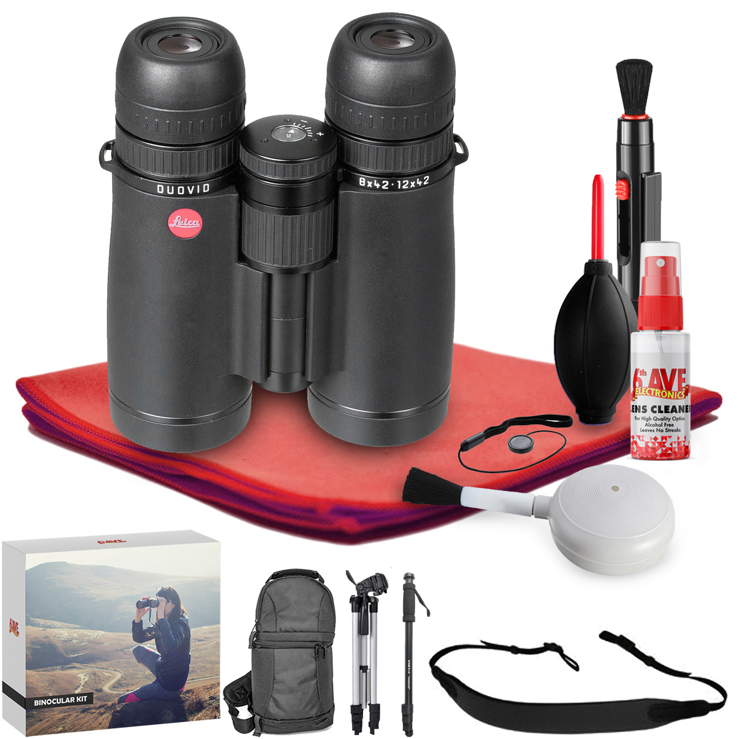 Leica 8/12X42 Duovid Binocular (Black) Exclusive Outdoors Binoculars