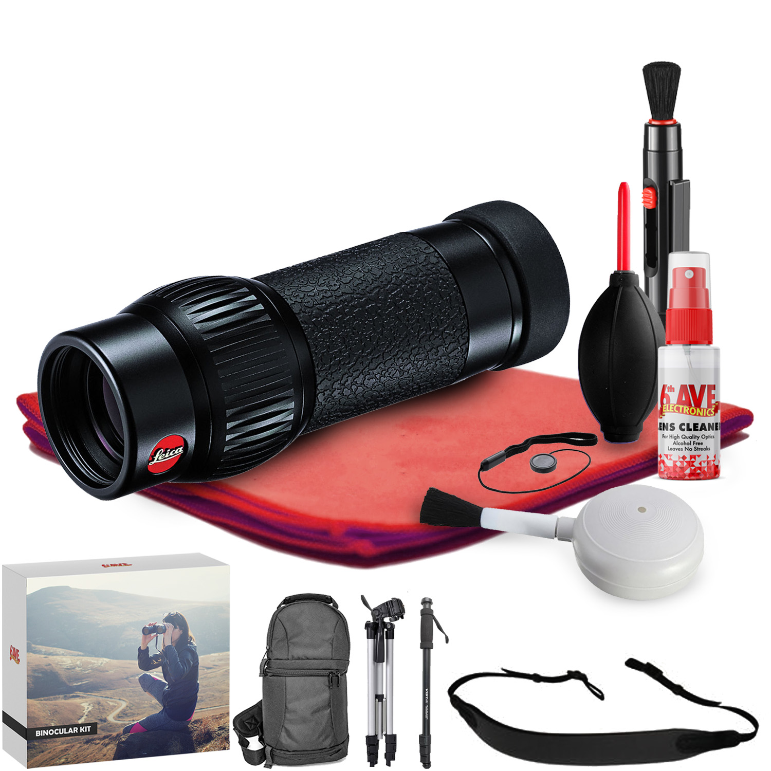 Leica Monovid 8x20 Monocular (Black) Exclusive Outdoors Binoculars Kit