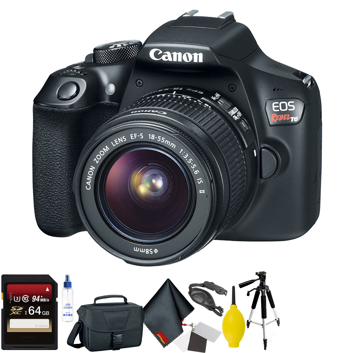 Canon EOS Rebel T6 DSLR Camera with 1855mm Lens + 64GB Memory Card
