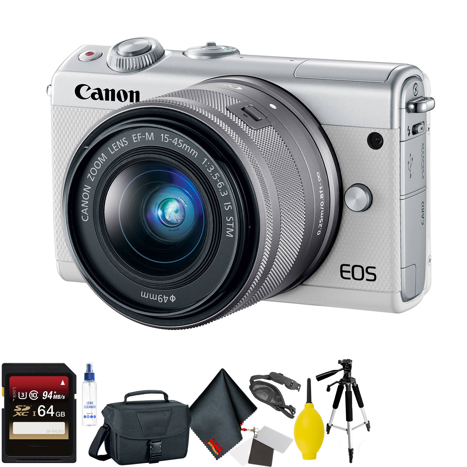 Canon EOS M100 Mirrorless Digital Camera with 15-45mm Lens (White ...