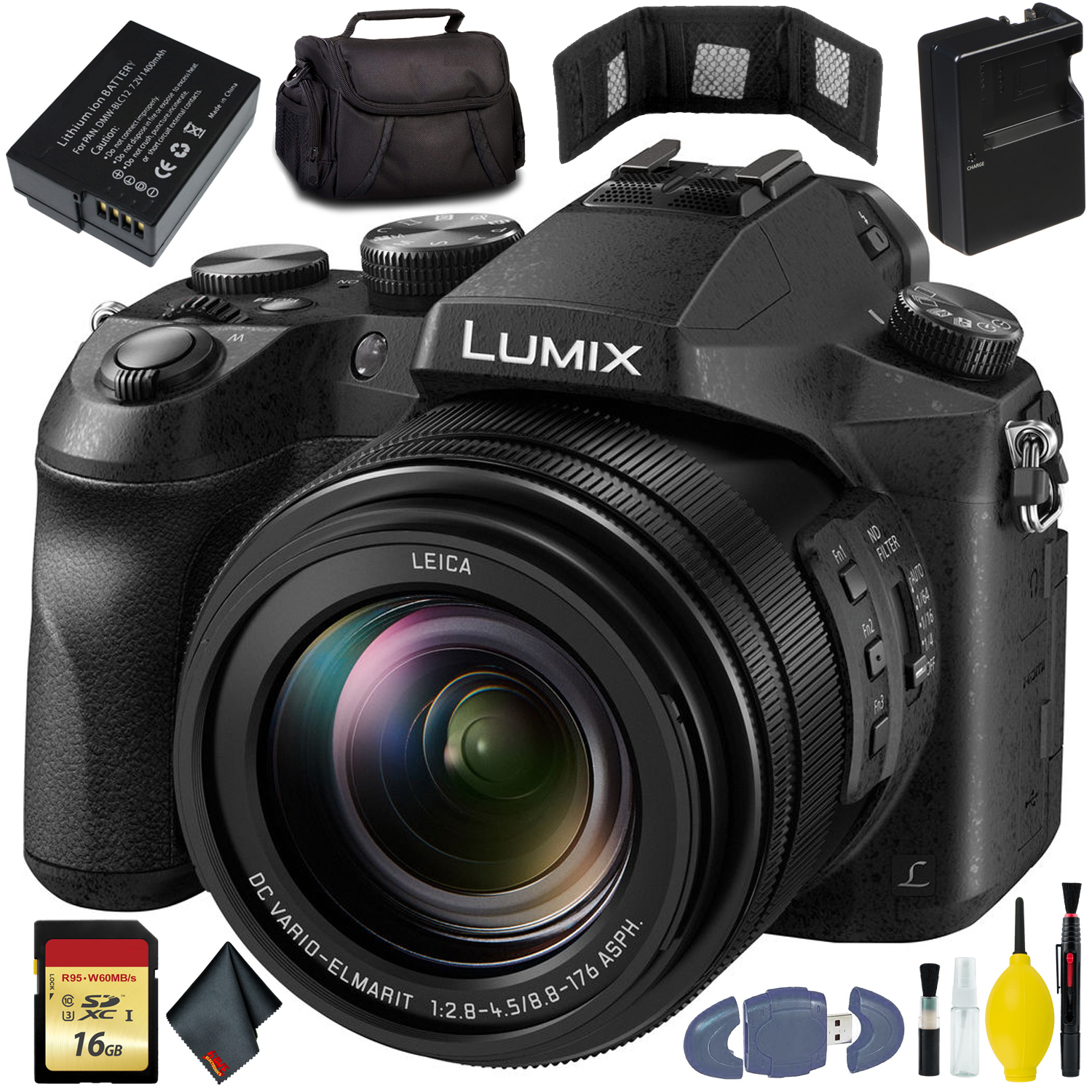 Panasonic Lumix DMC-FZ2500 Camera Battery (2)- Charger 16GB