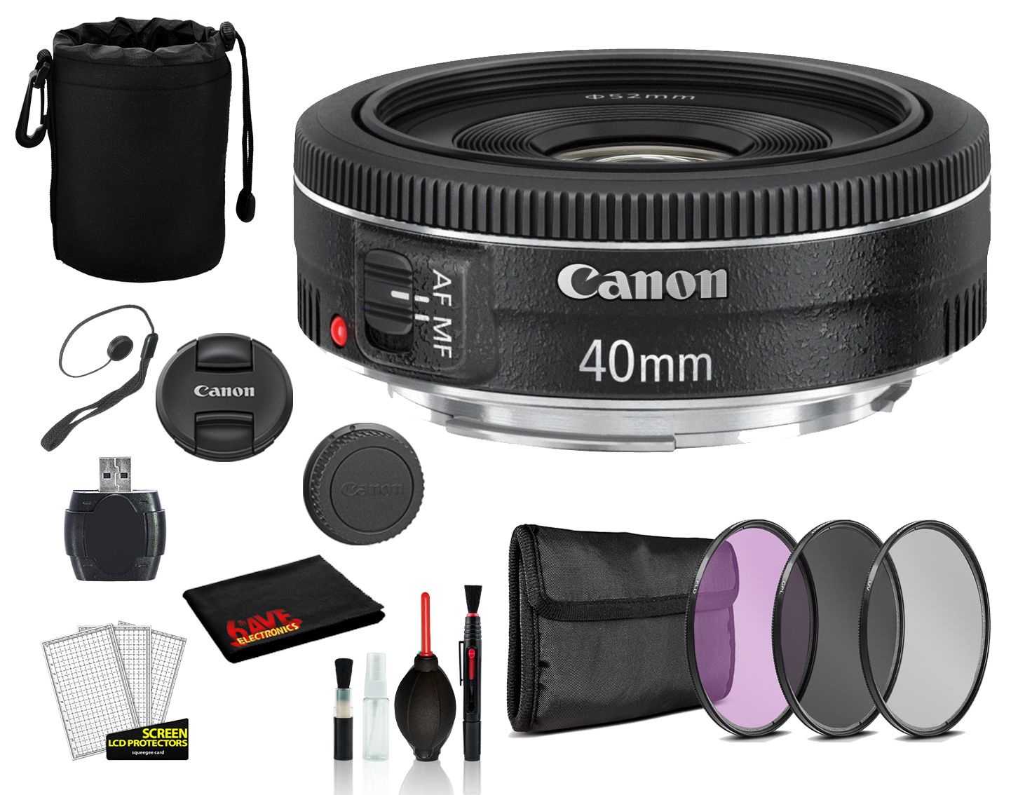 Canon EF 40mm f/2.8 STM Lens with Bundle Package Deal Kit