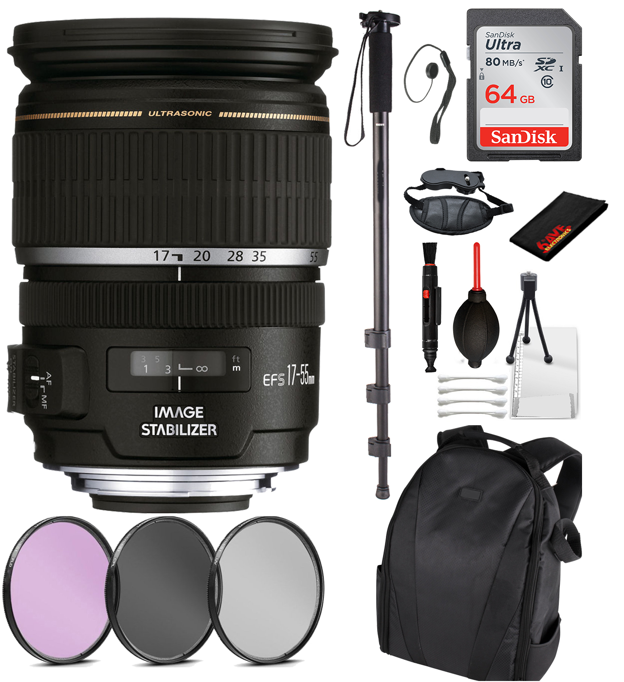 Canon EF-Sレンズセット Canon EF-S 17-55mm f/2.8 IS USM Lens (1242B002) Essential Bundle