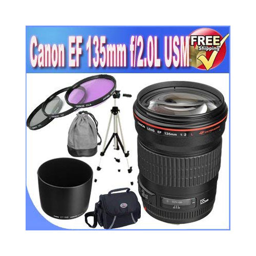 Canon EF 135mm f/2L USM Lens for Canon SLR Cameras + 72mm 3 Piece