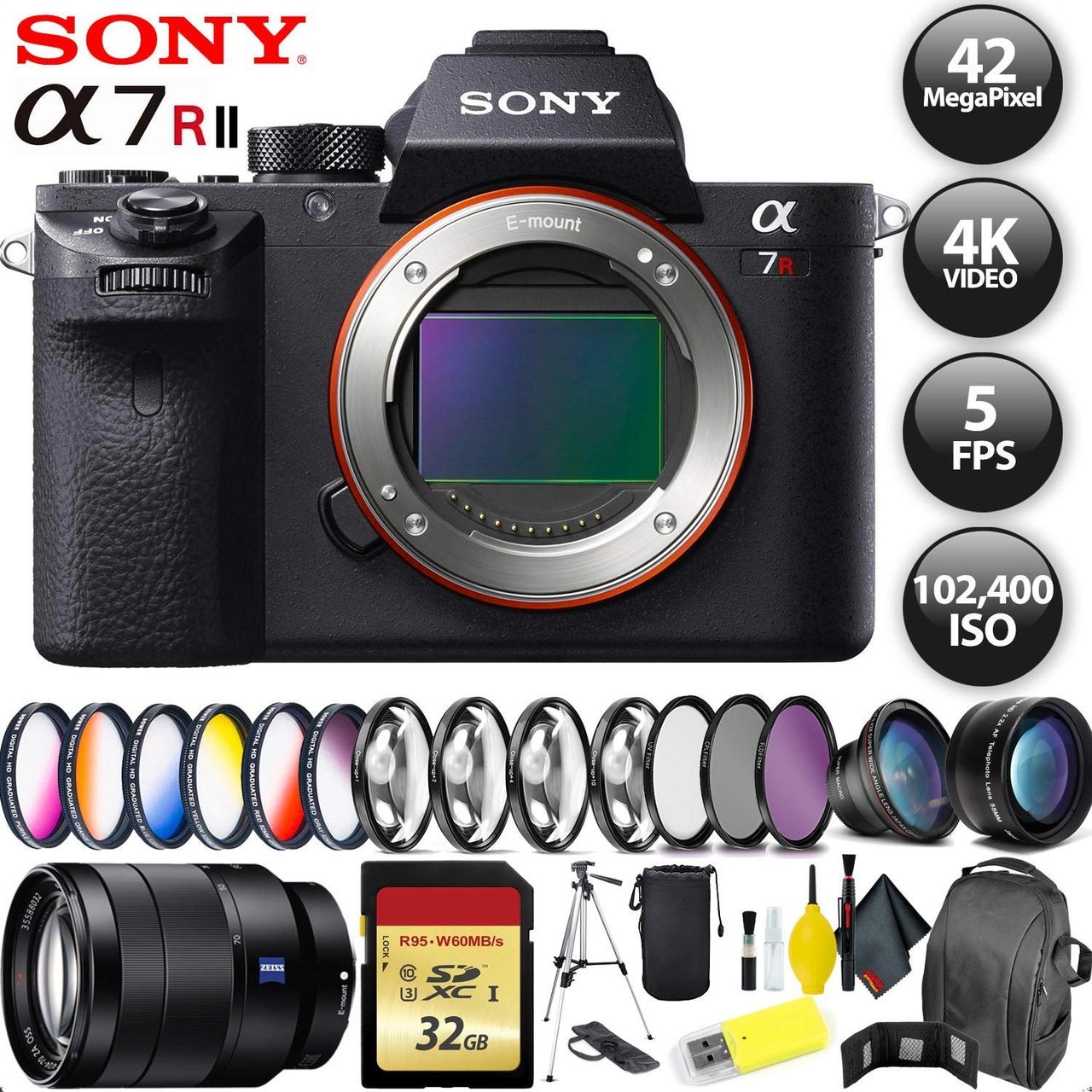 Sony Alpha a7R II Mirrorless Digital Camera 256GB Memory Card