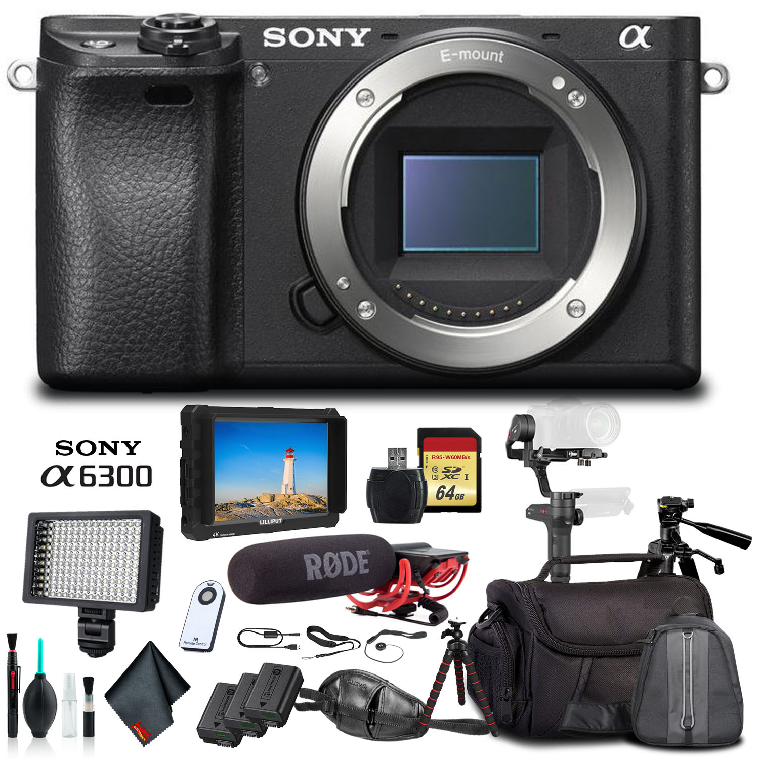 Sony Alpha a6300 Mirrorless Camera Black ILCE6300/B +Soft Bag
