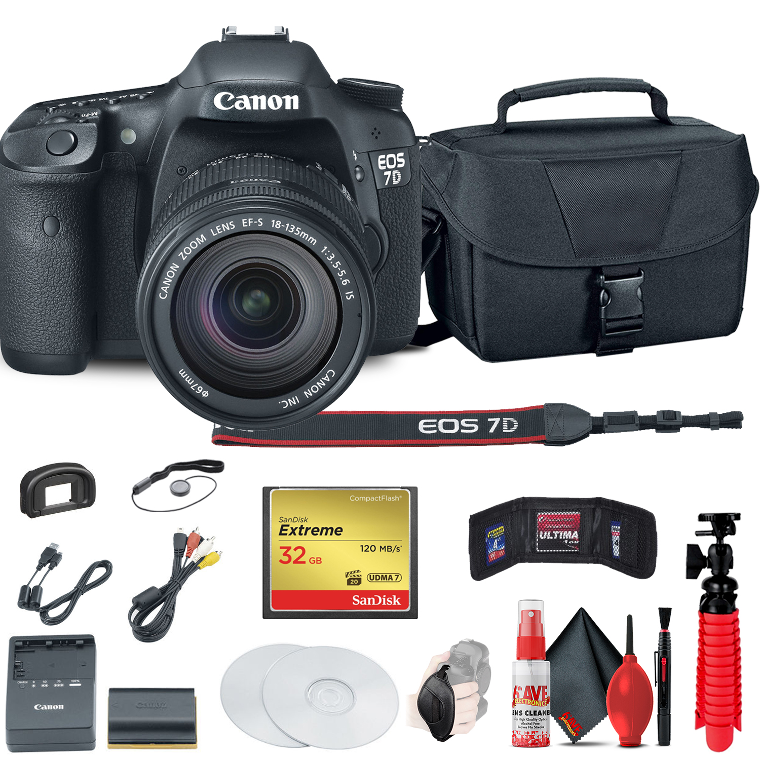 Canon EOS 7D DSLR Camera with 18-135mm Kit (3814B016) 32GB