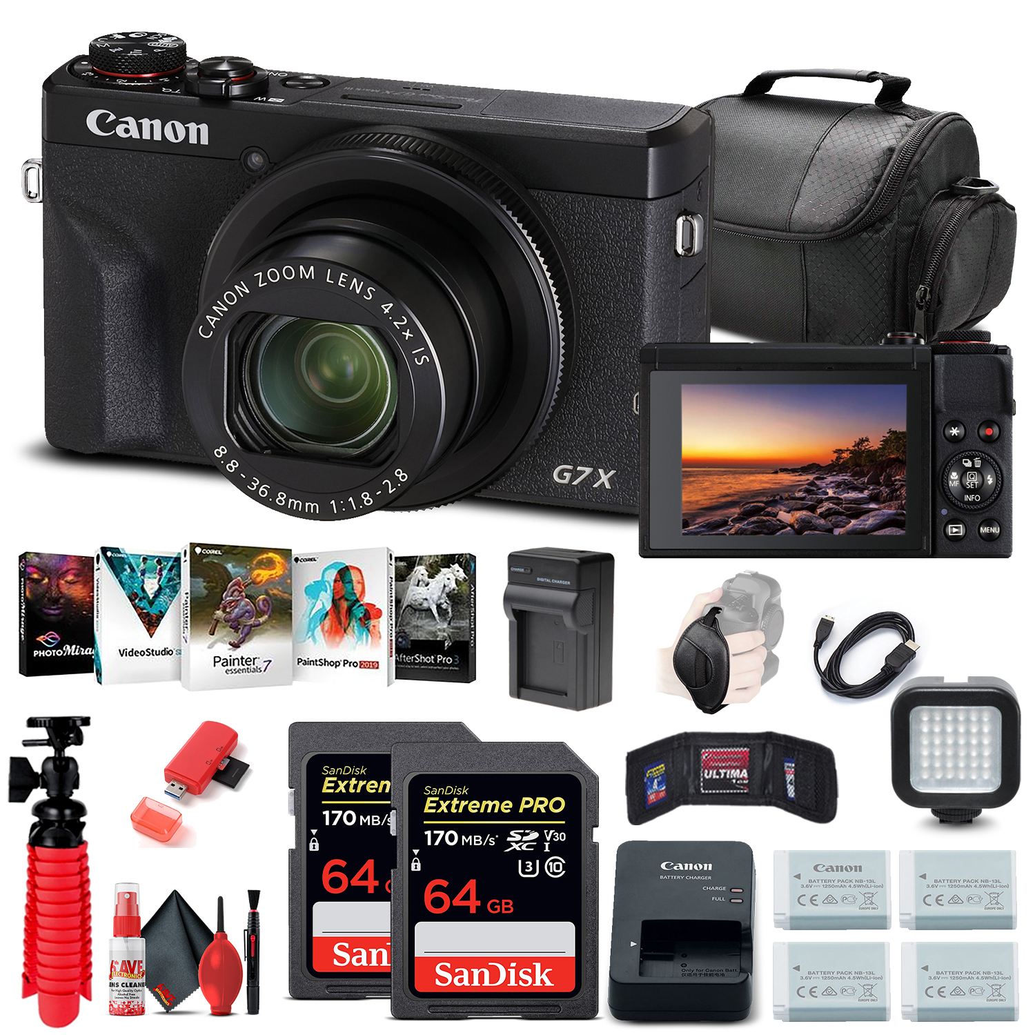 Canon PowerShot G7 X Mark III Digital Camera (3637C001) + 2 x 64GB Cards + More - Picture 1 of 3