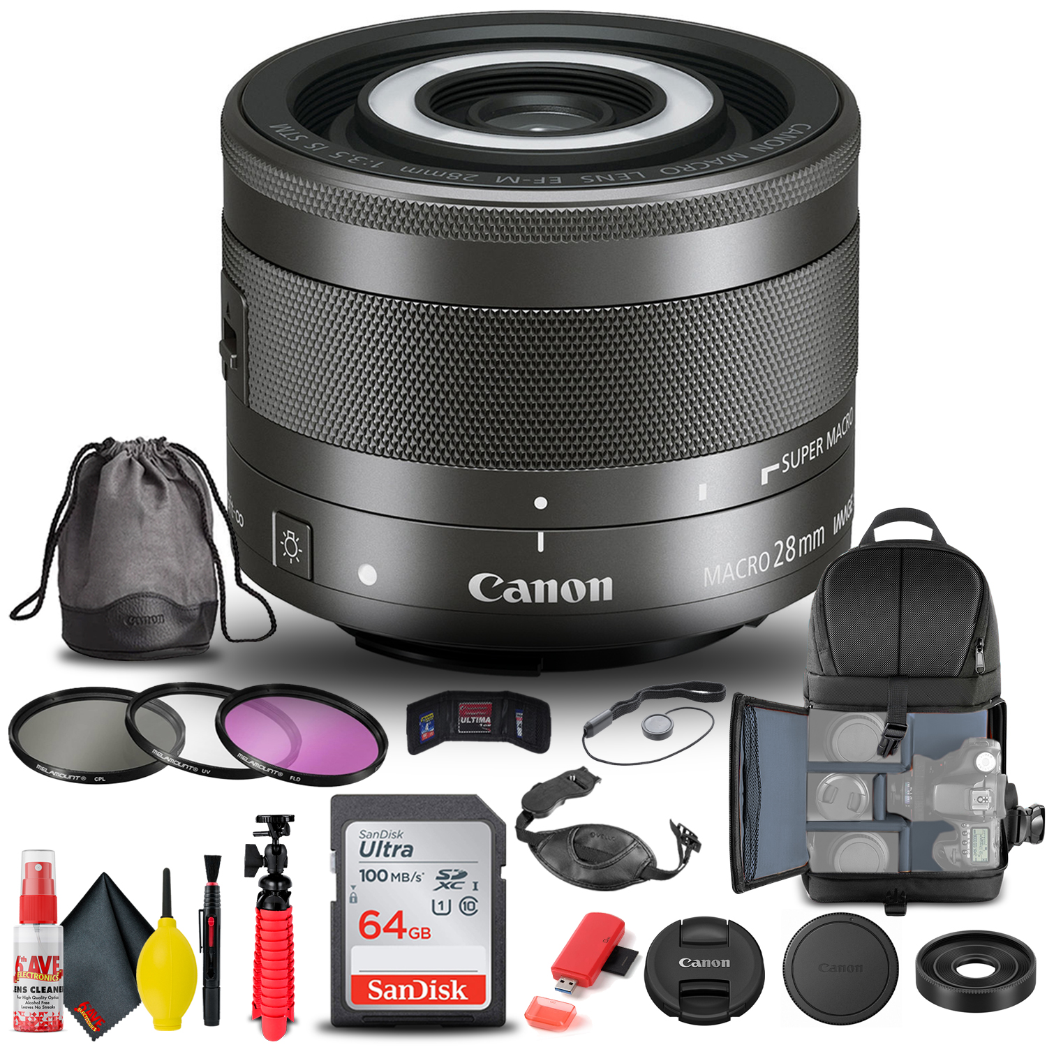 ​【未使用】Canon EF-M 28mm f/3.5 Macro IS STM Canon EF-M 28mm f/3.5 Macro IS STM Lens (1362C002) + Filter +