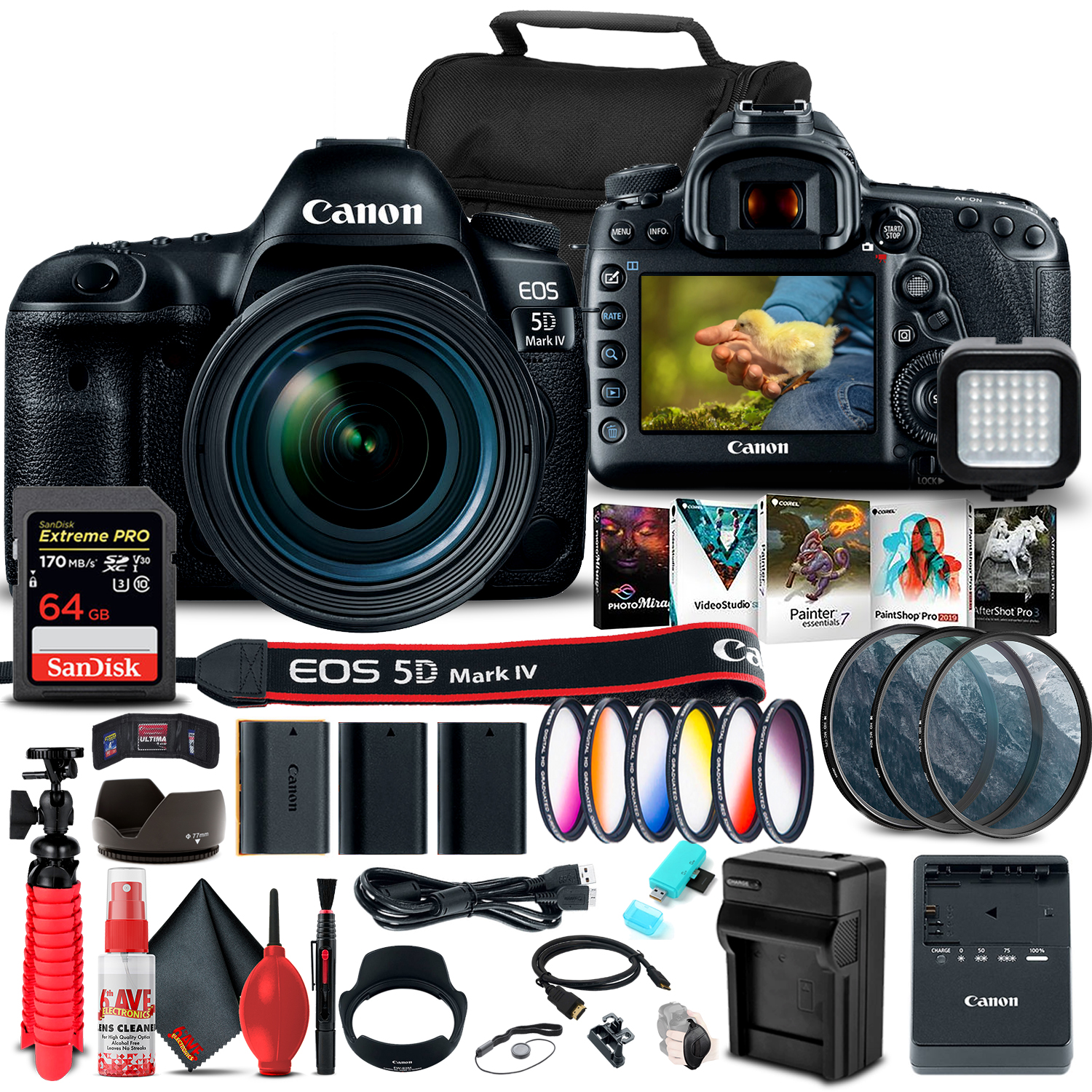 Canon EOS 5D Mark IV DSLR Camera with 24-70mm f/4L Lens (1483C018) Bundle - Picture 1 of 8