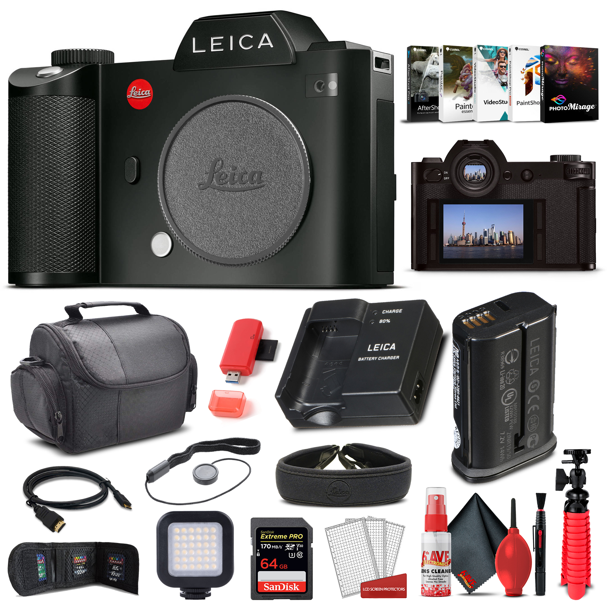 Leica SL (Typ 601) Mirrorless Digital Camera (10850) + 64GB