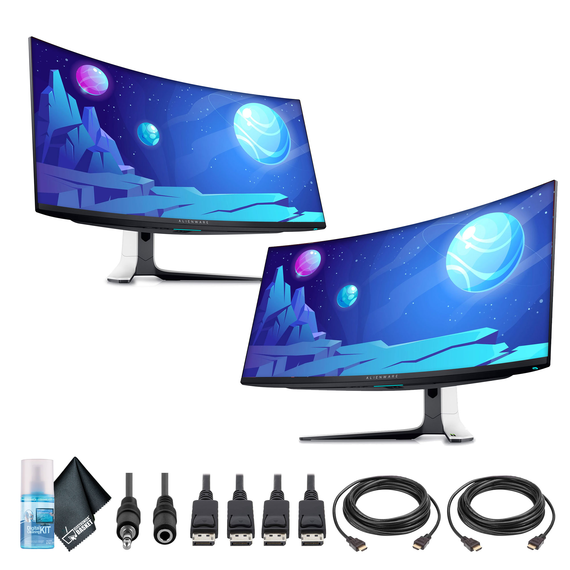 2 x Alienware AW3423DW 34.2" 1440p HDR 175 Hz Curved Gaming Monitor (Lunar - Picture 1 of 8
