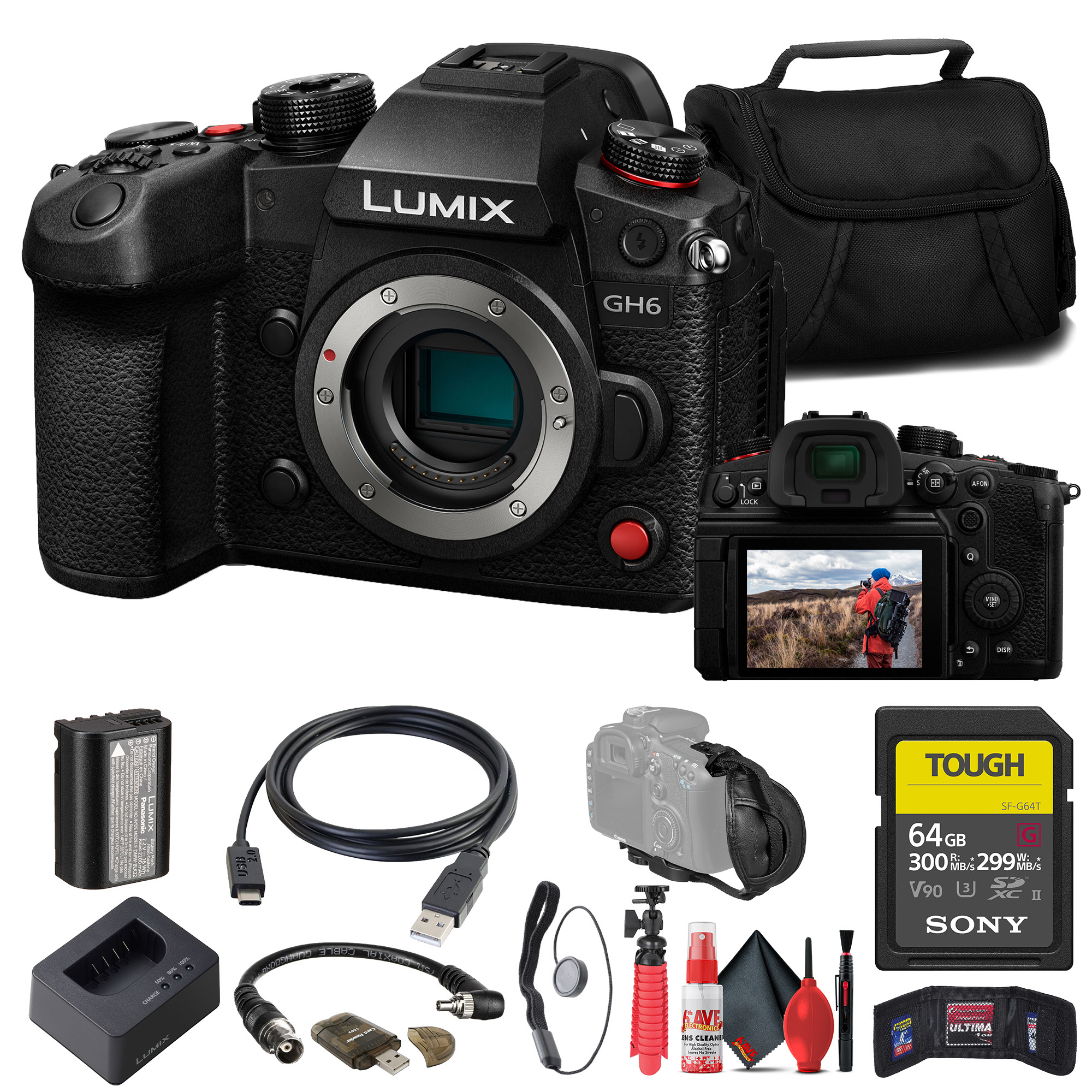Panasonic LUMIX GH6 Mirrorless Camera + 64GB TOUGH SD Card + Card