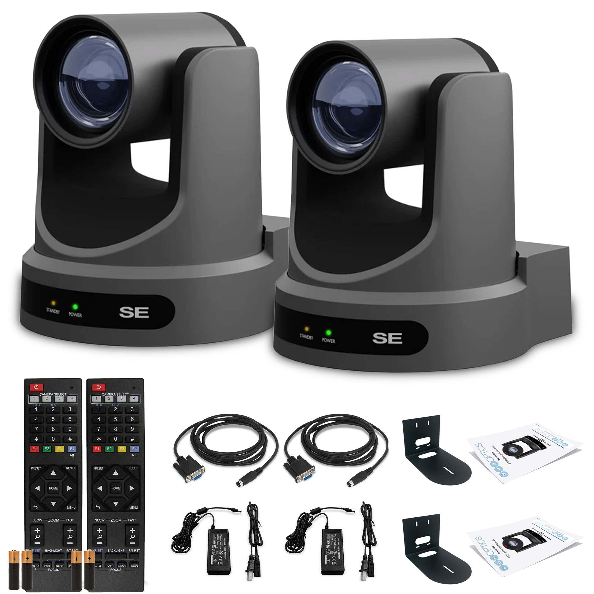 2 x PTZOptics Move SE PTZ Camera with Optical Zoom + 2 x Wall Mount