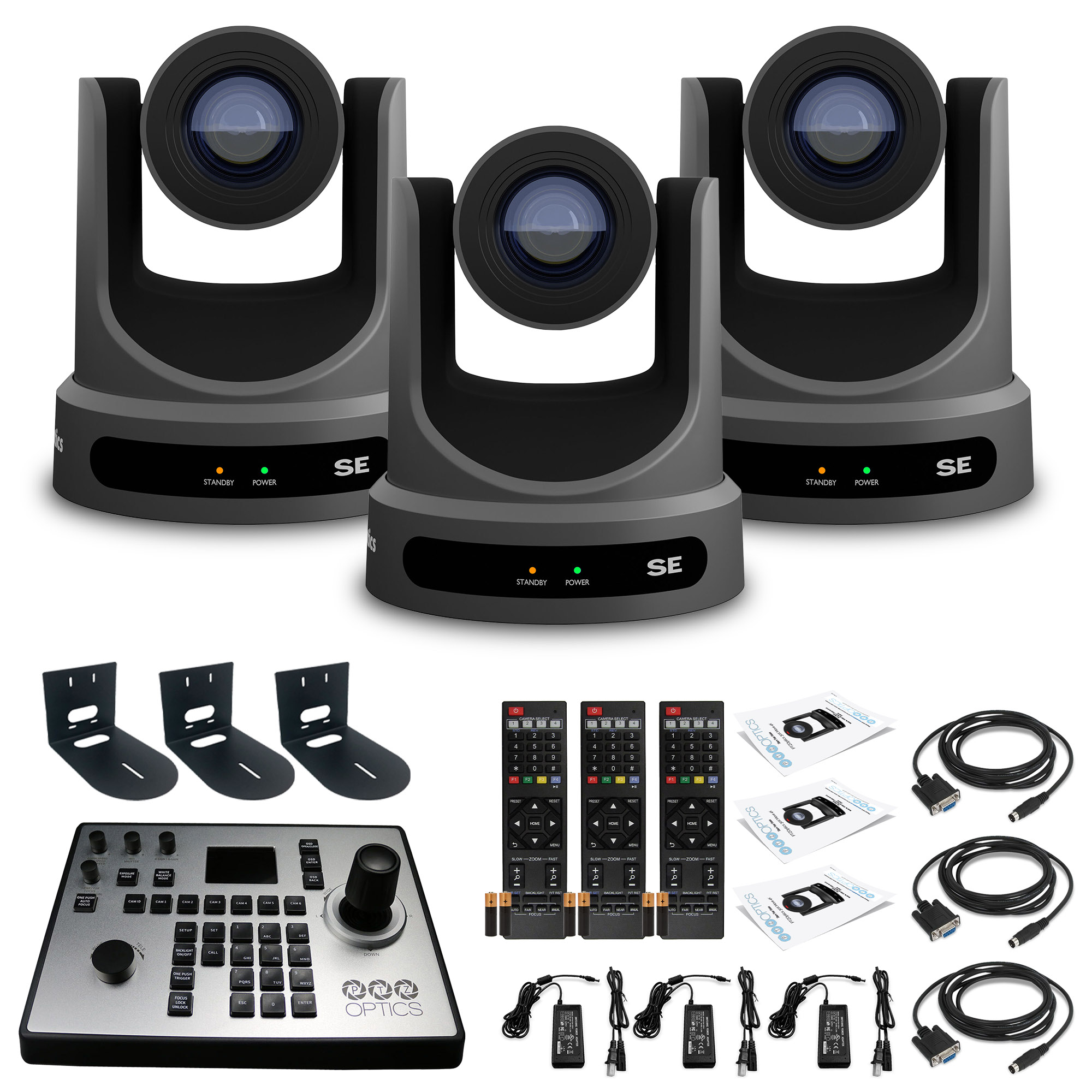 3 x PTZOptics Move SE PTZ Camera with Optical Zoom + PTZOptics PT-JOY-G4 + 3 x