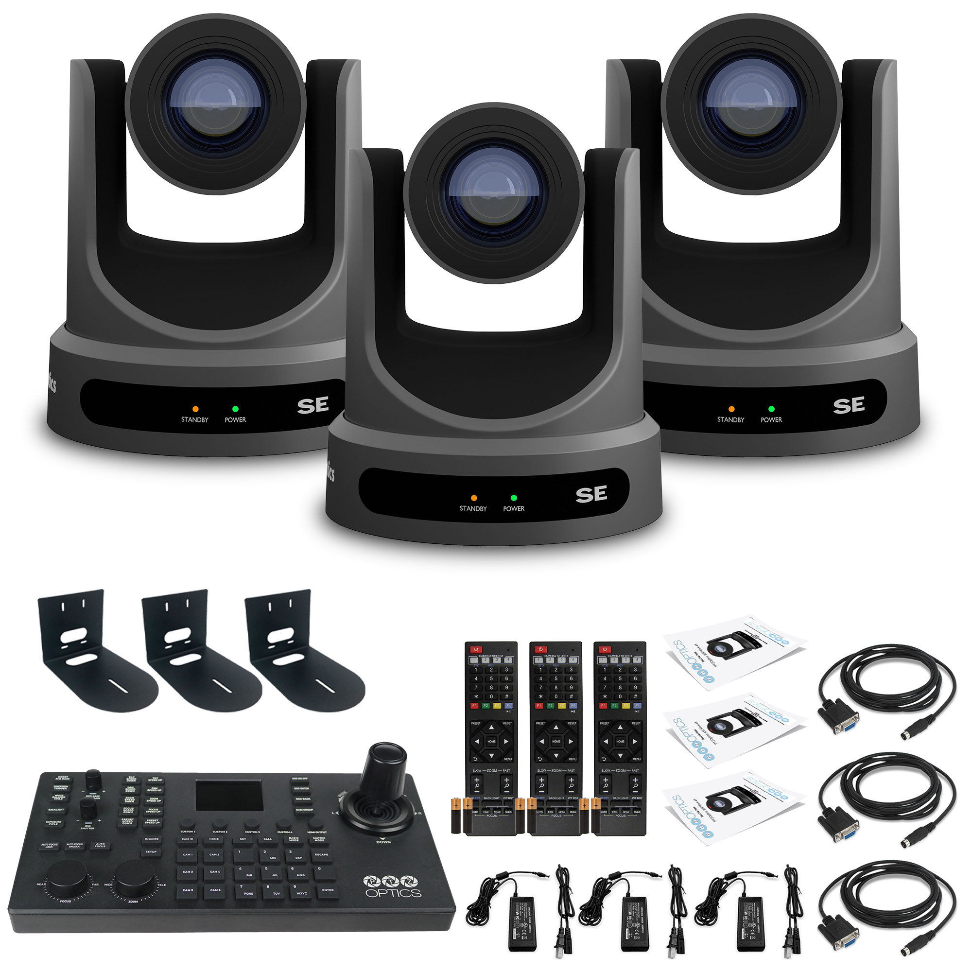 3 x PTZOptics Move SE PTZ Camera with Optical Zoom + SuperJoy PTZ Controller + 3