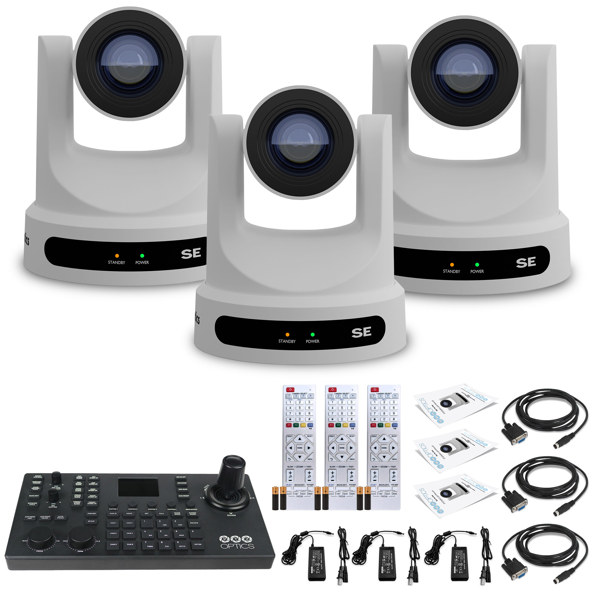 3 x PTZOptics Move SE PTZ Camera with Optical Zoom + SuperJoy PTZ Controller