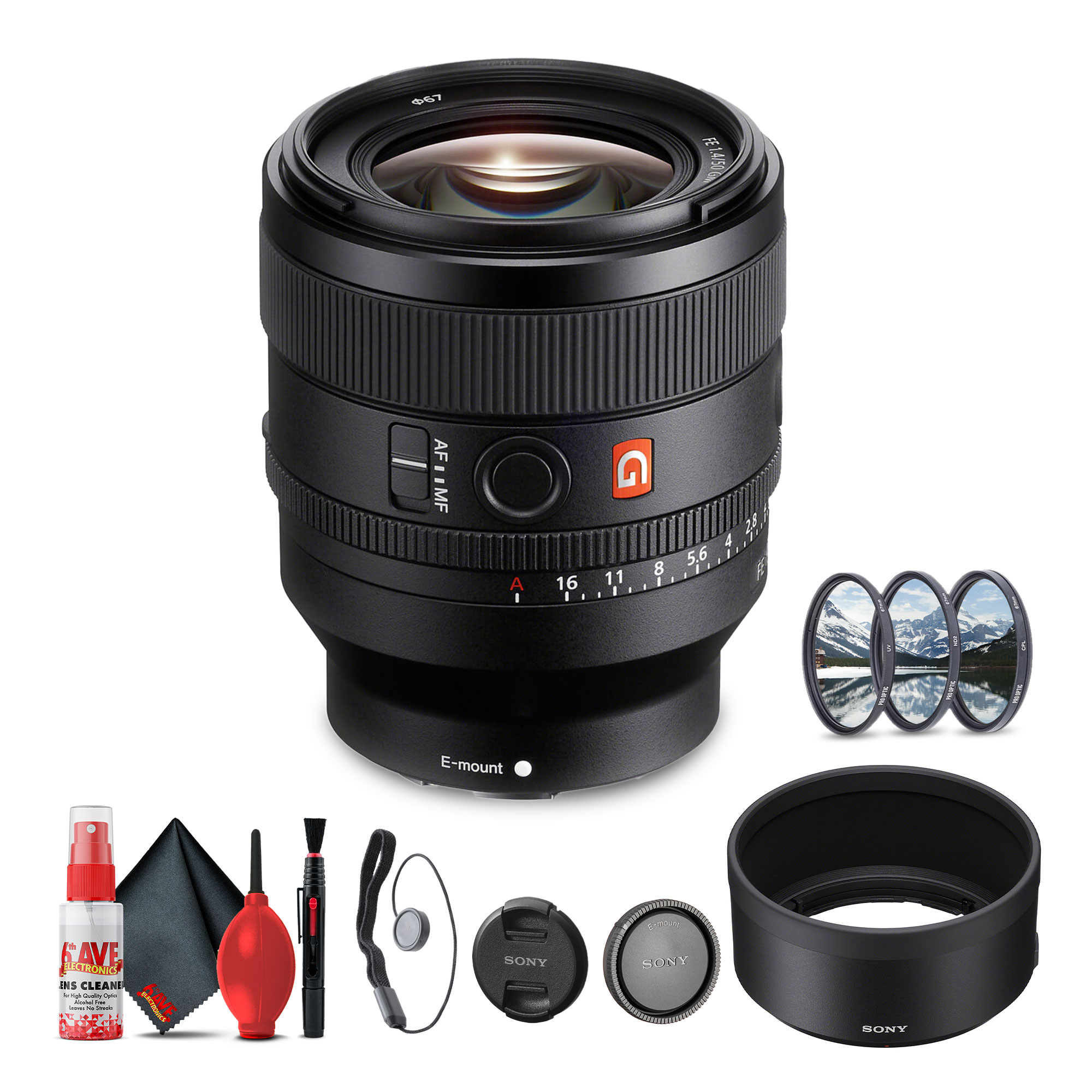 Sony FE 50mm f/1.4 GM Lens (Sony E) (SEL50F14GM) + Filter Kit +