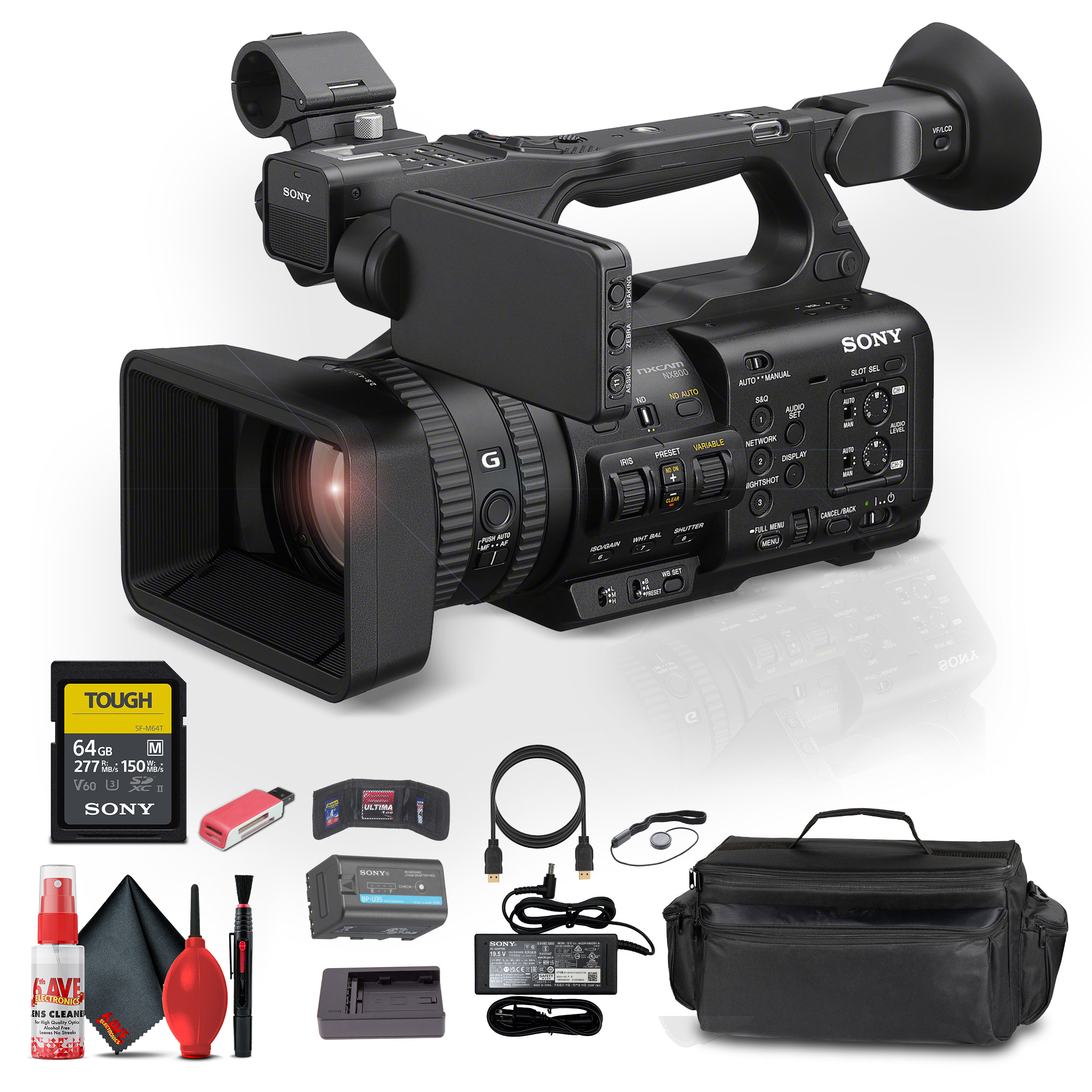 Sony HXR-NX800 4K HDR 1" Sensor NXCAM Camcorder (HXR-NX800) + 64GB SF-M Tough